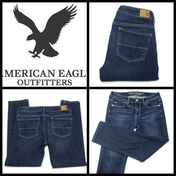 American Eagle Skinny Jeans Size 4 Dark Blue Stretch Material - Picture 1 of 5